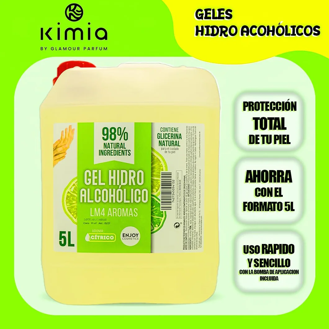 ENJOY COSMETICS Gel Hidroalcohólico Aroma Cítrico 5L 70% Alcohol con Glicerina Natural