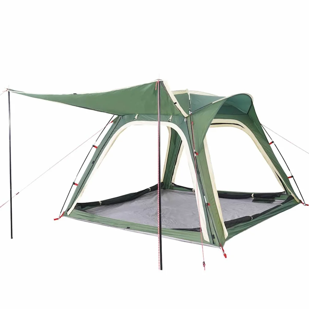 Tienda de campaña para 4 personas en verde con sistema de liberación rápida, tienda familiar impermeable con ventilación y protección contra insectos, tienda de campaña ligera con toldo y bolsa de