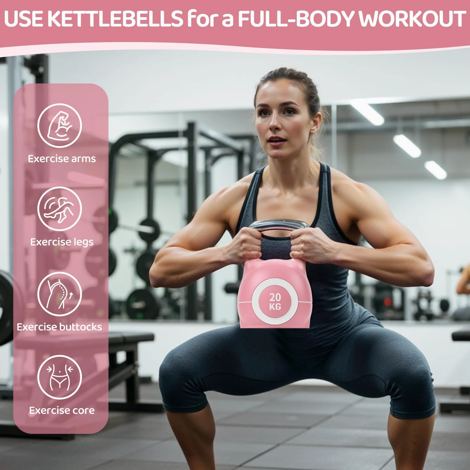 Kettlebell Ajustable 10 kg 20 kg – Pesas Rusas 7 en 1 – Kettlebell con 7 Niveles de Peso, Compacta para Entrenamiento de Fuerza, Hogar y Gimnasio (Rosa, 20kg)