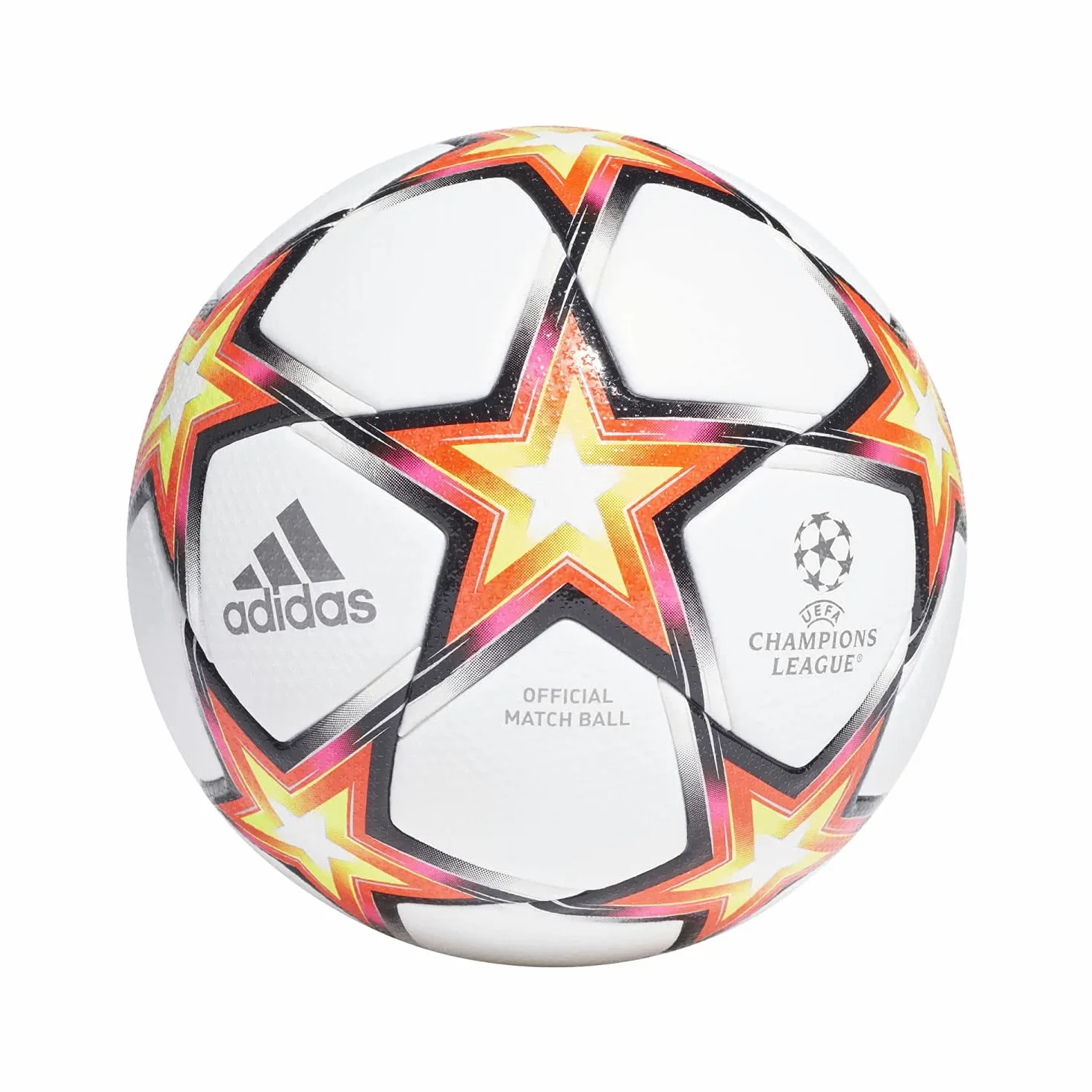 Adidas GU0214 UCL Pro PS Recreational Soccer Ball Unisex Top:White/Solar Red/Solar Yellow/Black Bottom:Shock Pink F18/SILVER Met./Iron Met. 5