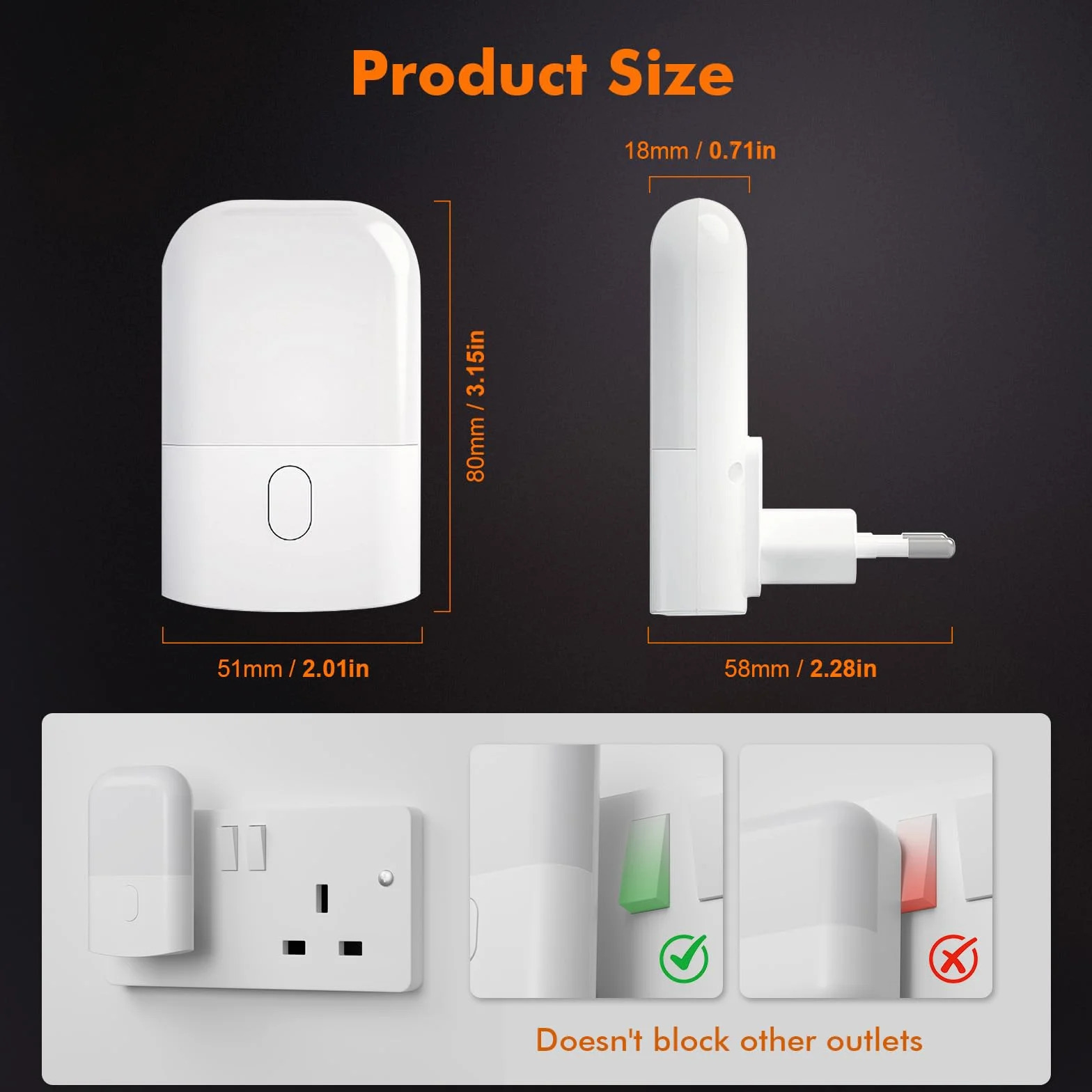 GRIFEMA GD101-1 Luz Nocturna Infantil 3 Niveles Brillo Ajustables Sensor Luz 2700K Blanco Cálido