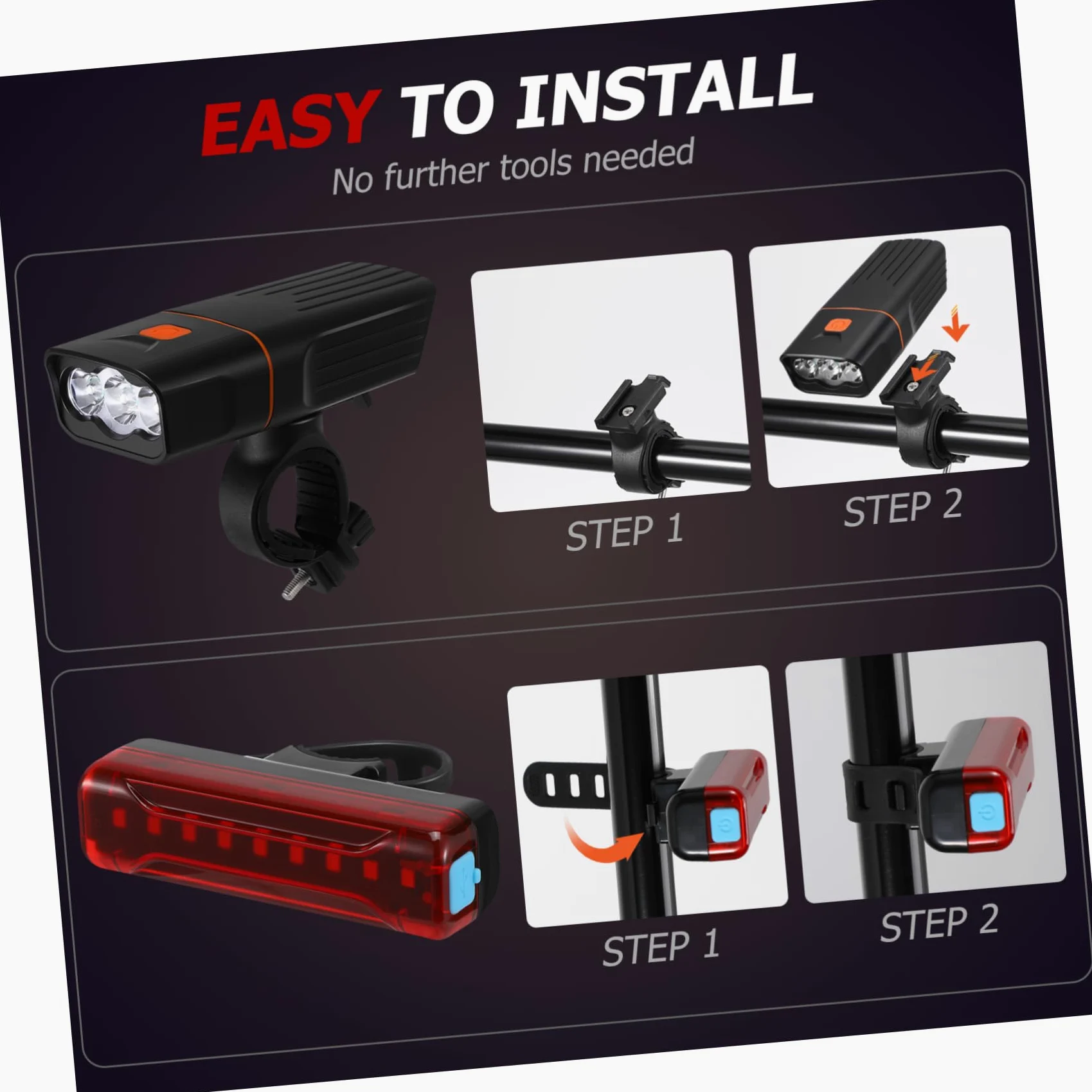 TOYANDONA 1 Juego Faro de Bicicleta Luces de Bicicleta Noche Faros Delanteros de Bicicleta luz de la Bici Bike Luces para Bicicleta luz Delantera de Bicicleta Faro para Ciclo AbS Negro