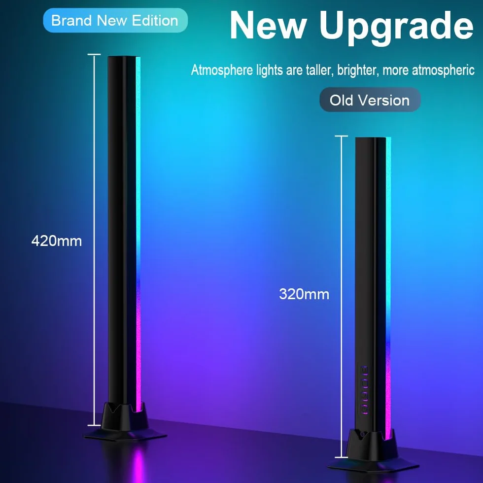 Barra de Luz LED RGBIC 42 cm, Lámpara Gaming USB con App Bluetooth, Iluminación 270° y Sincronización Musical