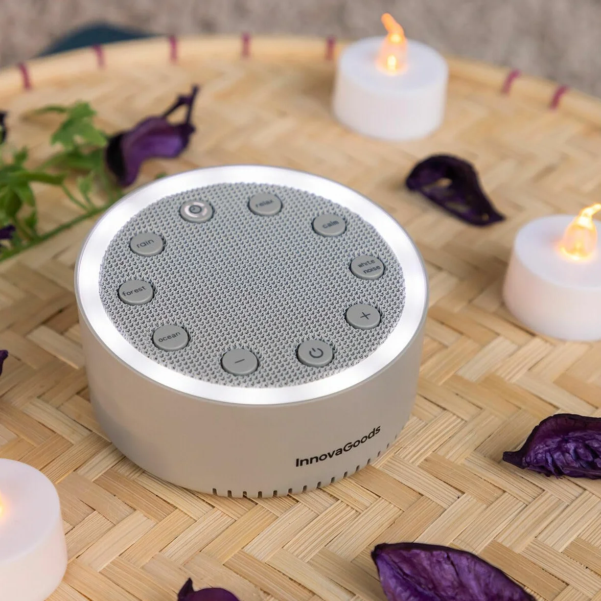 InnovaGoods® Máquina de Relajación con Luz y Sonido, 2 Modos Iluminación, 6 Sonidos, Apagado Automático