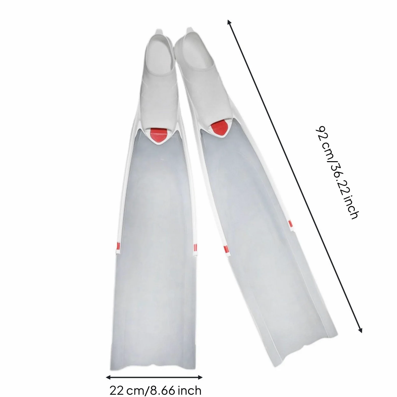 Aletas de Natación Aletas Aletas de Buceo Aletas de Snorkel Aletas Largas con Propulsión Estable Materiales y PP Cómodos y Suela con Agarre Adecuadas , Blanco Transparente , XXL Talla 45-46