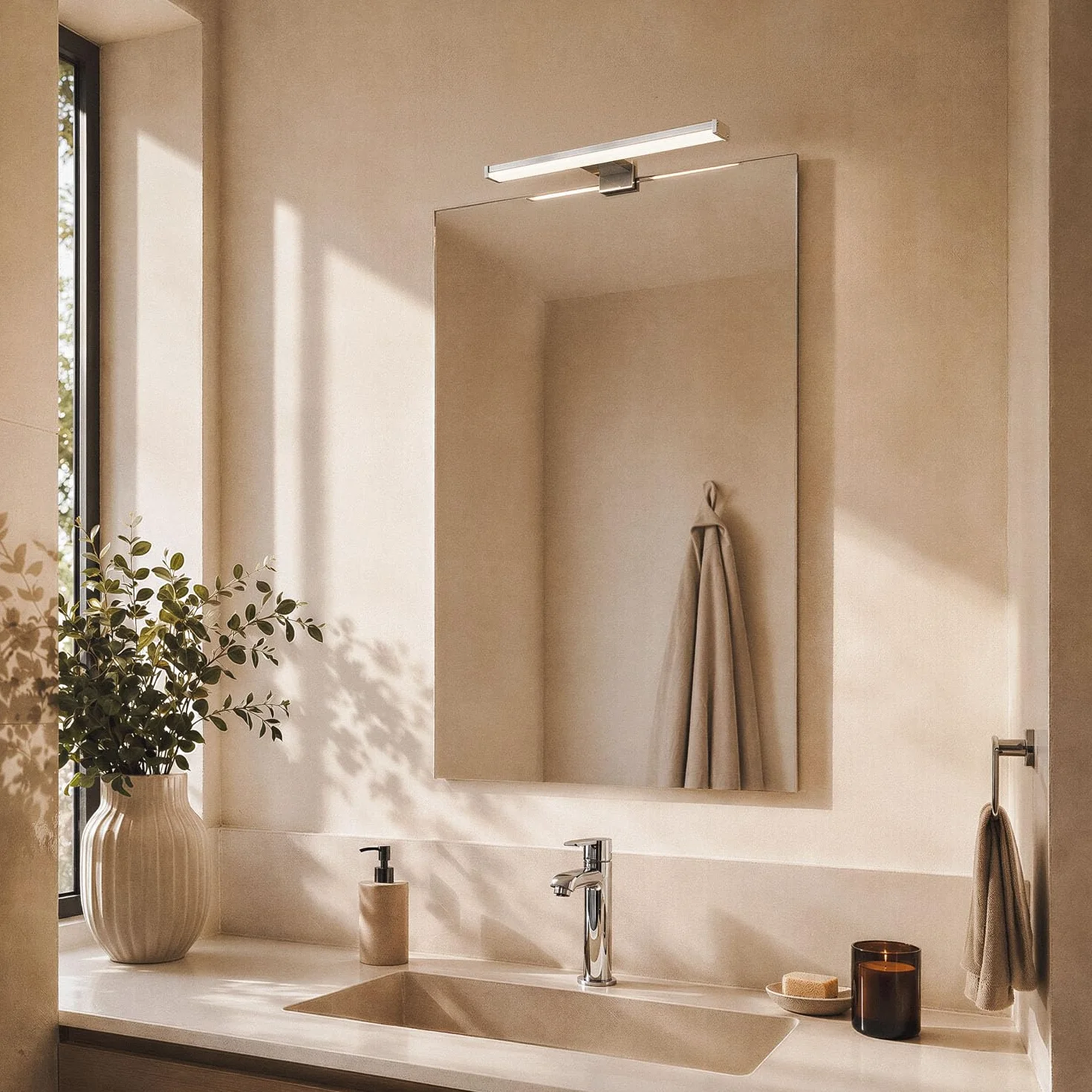 LEDKIA LIGHTING Aplique Espejo Baño 6W Plata Kendari 2700K Blanco Cálido