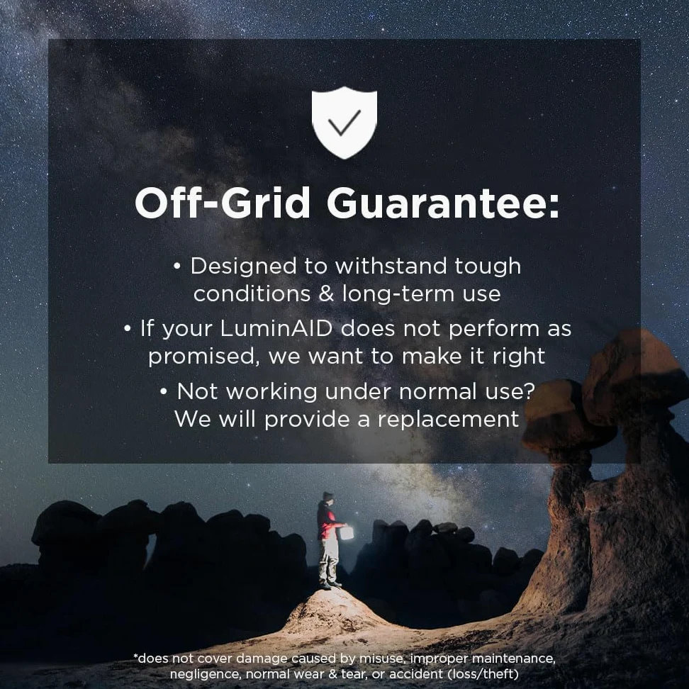 Luminaid Cargador de teléfono de haz solar de 200 lúmenes, color blanco frío o rojo, 5 ajustes de luz, incluyendo intermitente, 50 horas de tiempo máximo de funcionamiento, recargable a través de