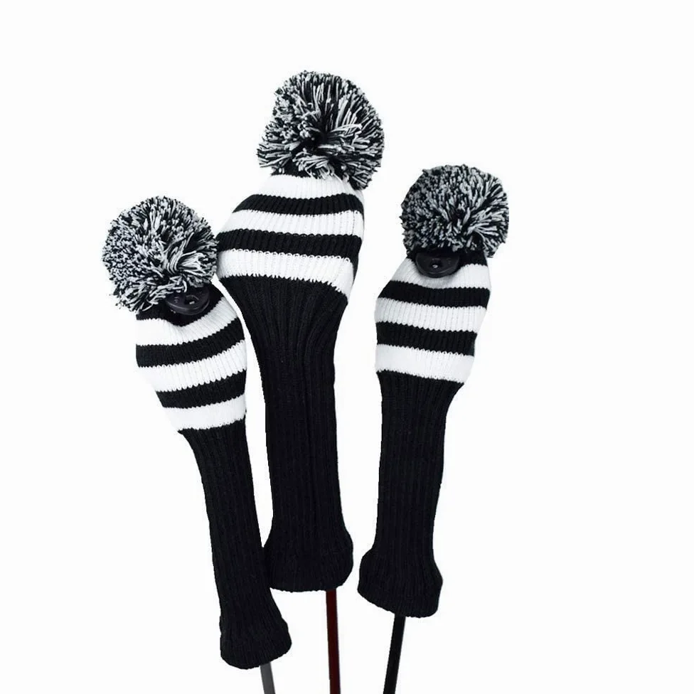 SEACLOUD Juego de 3 fundas de cabeza de club de golf de punto para conductor y Fairway Woods (patrón Argyle/estrellas y rayas)