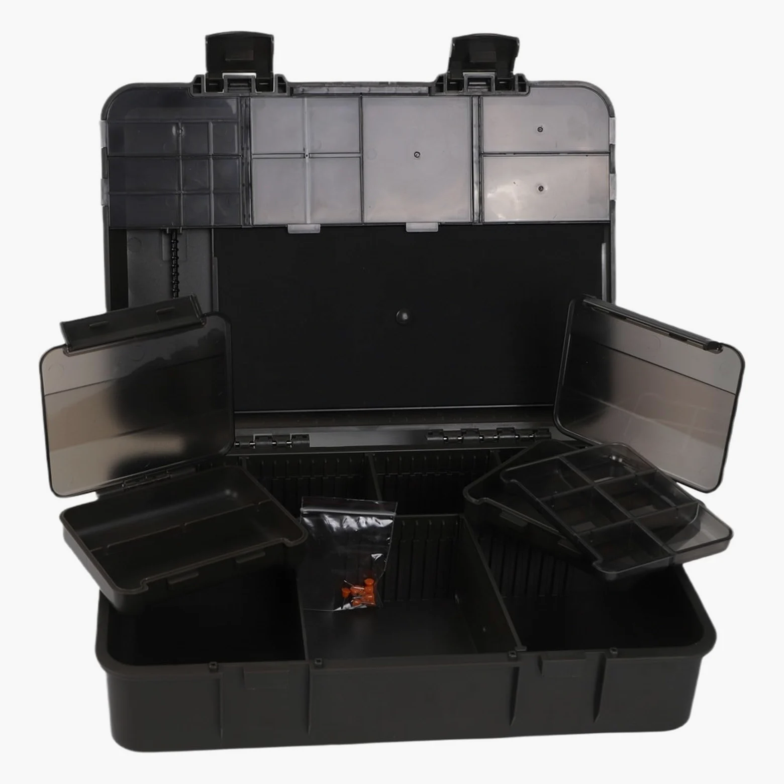 Caja de aparejos de pesca, contenedor de almacenamiento impermeable con divisores ajustables para pesca gruesa de 28,5 cm