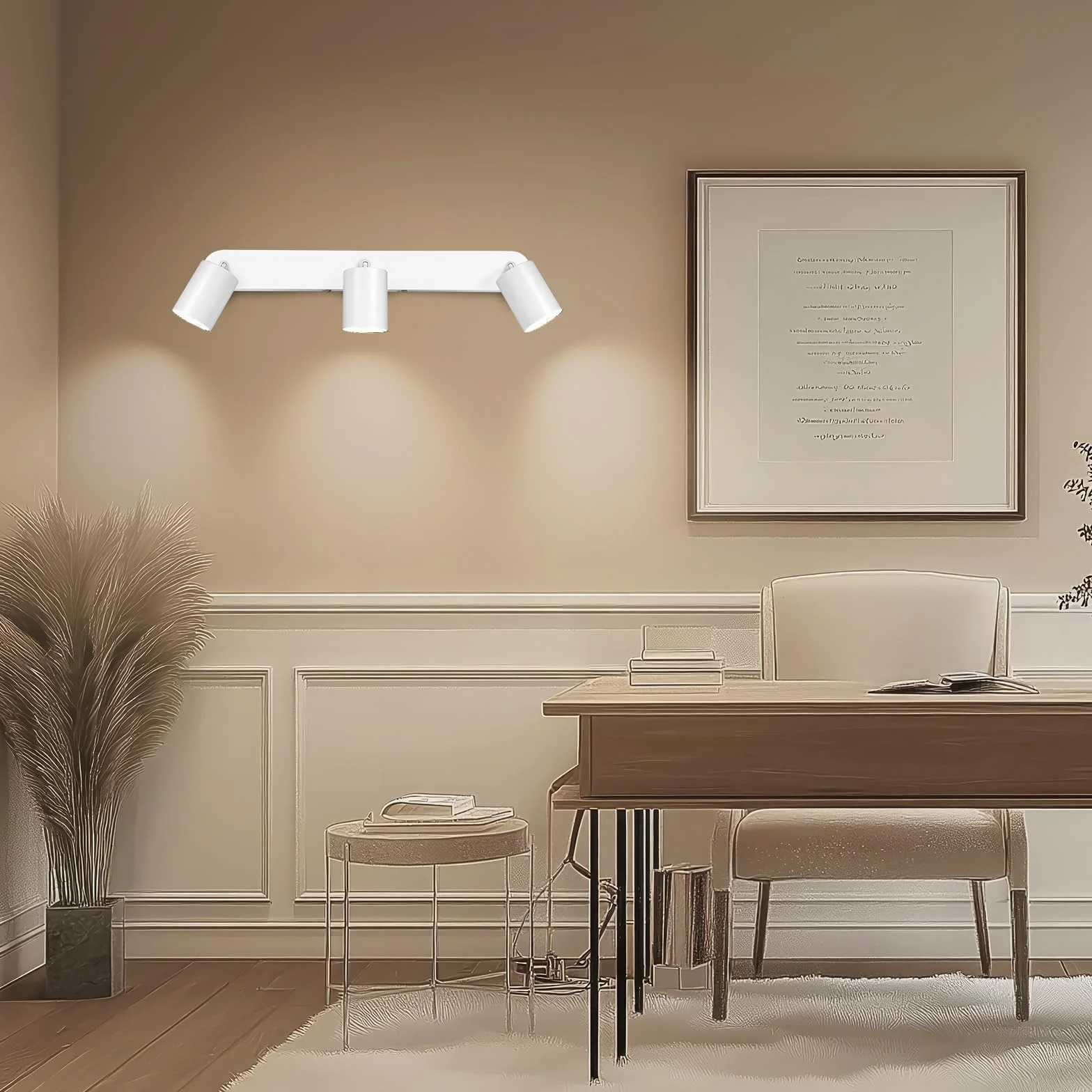 Ketom GU10 Lámpara de Techo 3 Focos Ajustables Giratorios Blanco Orientable Moderna Cocina Salón Dormitorio Sin Bombilla