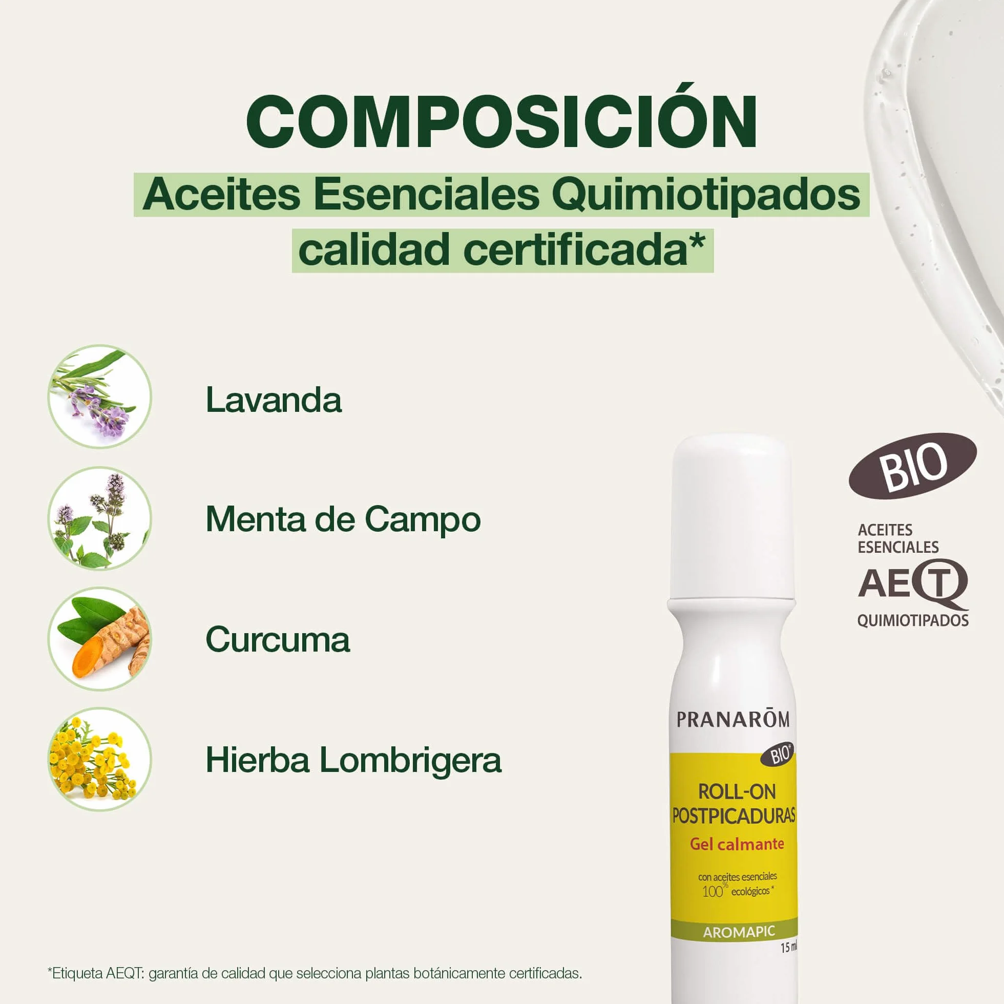 PRANAROM Aromapic Roll On Post Picadura Bio Gel Calmante Aceites Esenciales Puros Naturales 15ml