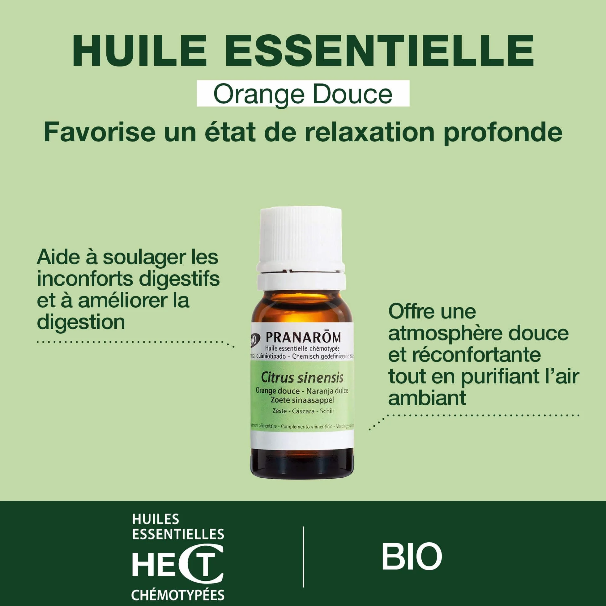 PRANAROM Aceite Esencial Naranja Dulce Bio 100% Puro y Natural HECT 10 ml