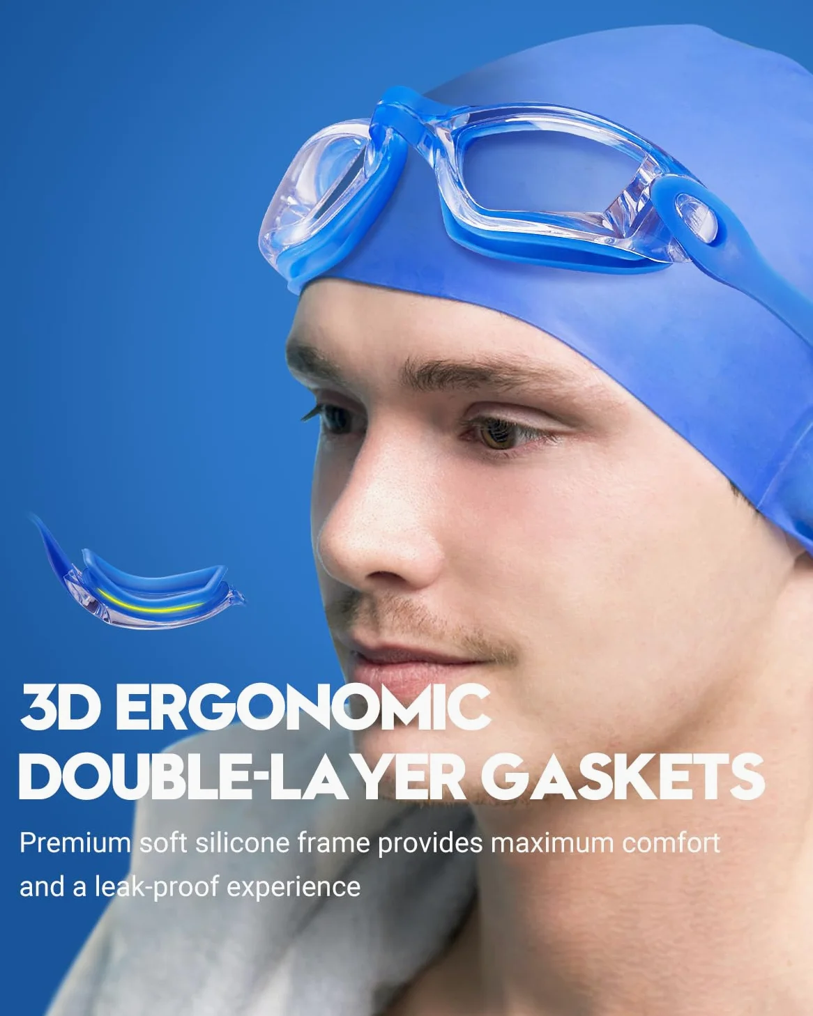 Juego de 2 gafas de natación sin fugas para adultos, hombres, mujeres, jóvenes