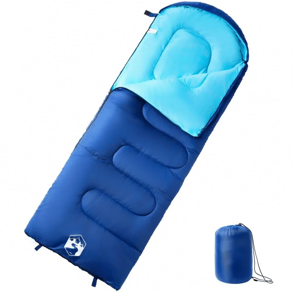 Saco de dormir para adultos camping con capucha, 220 x, 3-4 estaciones, capa exterior de poliéster, relleno de polipropileno, saco de dormir ligero para exteriores con bolsa de compresión