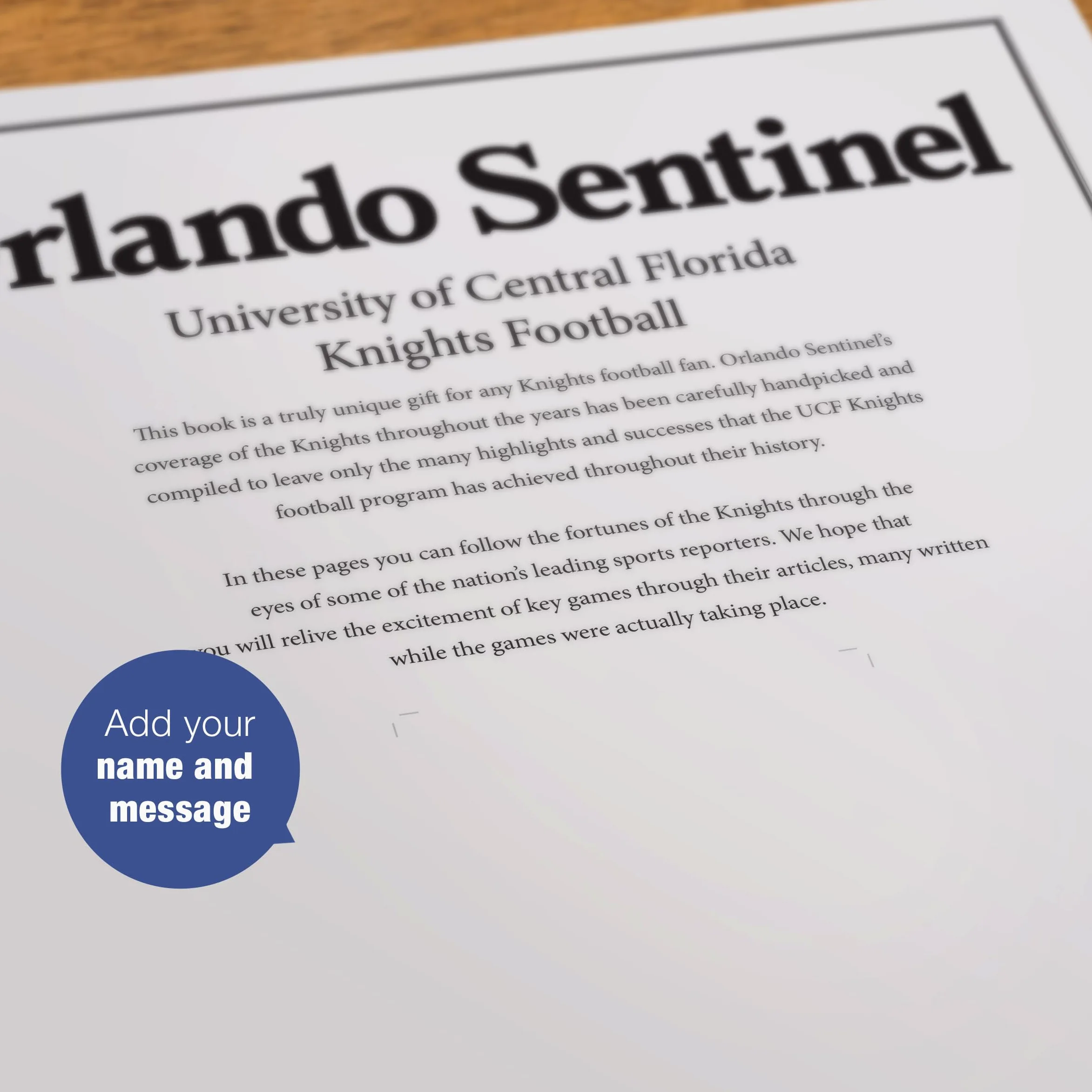 Signature Gifts Florida College Football - Libro de historia de periódicos personalizado, tamaño A3, tapa dura de lujo, para fanáticos del fútbol universitario, alumnos, regalo de recuerdo para