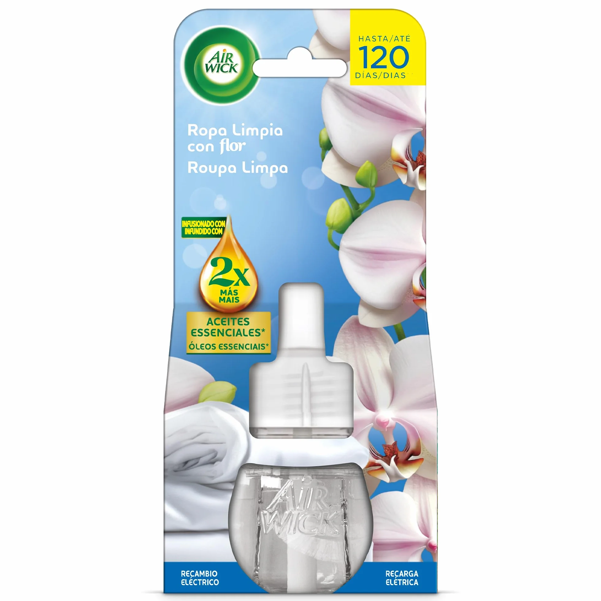 Air Wick Recambio Ambientador Automático Eléctrico Aroma Ropa Limpia Flor 19ml