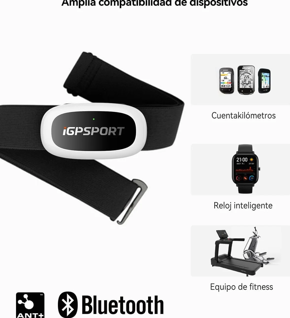 iGPSPORT HR40 Monitor de Frecuencia Cardíaca IPX7 Impermeable Bluetooth ANT+ Correa para el Pecho