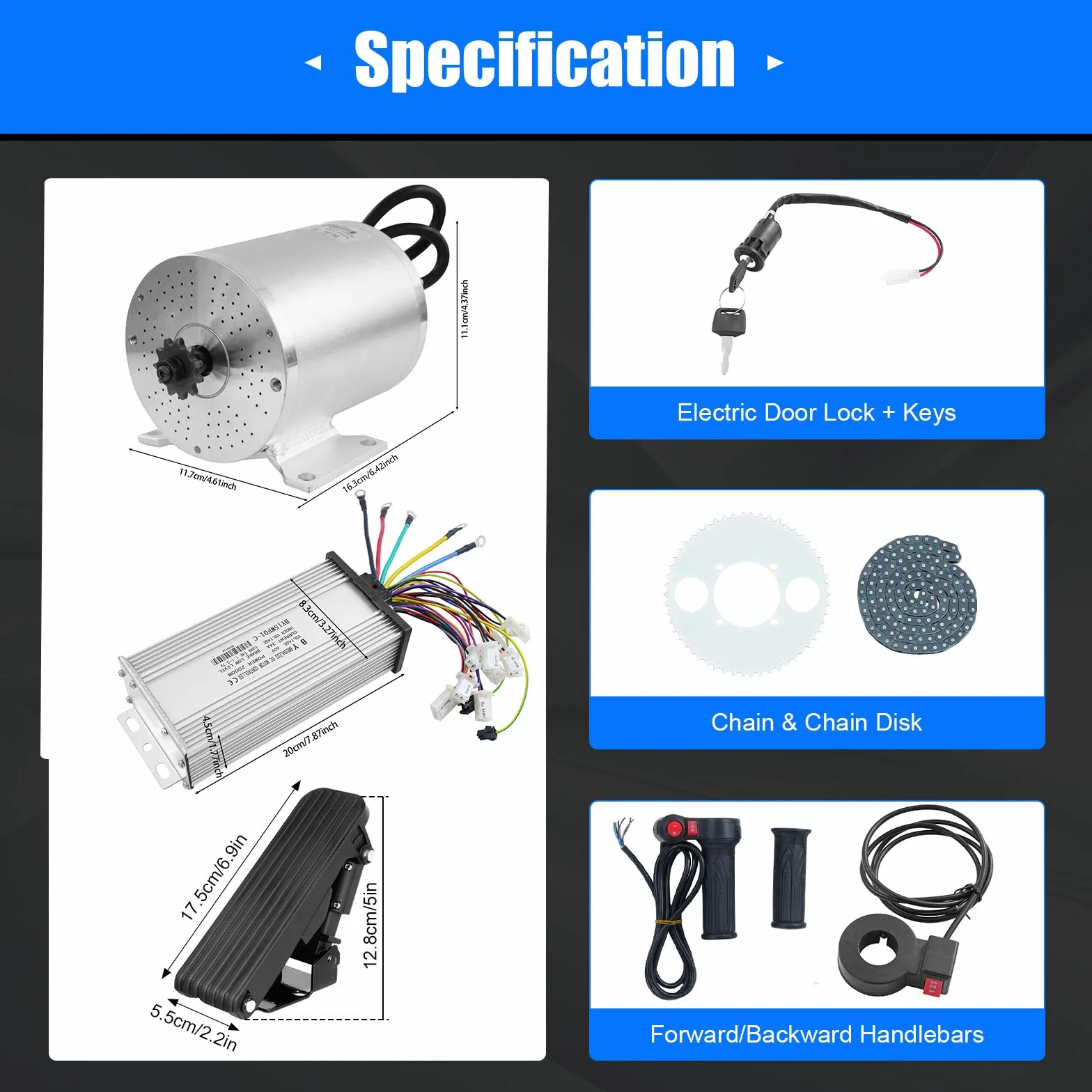 Motor eléctrico sin escobillas de 60 V, 2000 W, con regulador de velocidad, controlador y acelerador de pies, para scooter eléctrico, scooter eléctrico, Dirt Bikes, Gokarts, E-bike DC Motorbausatz