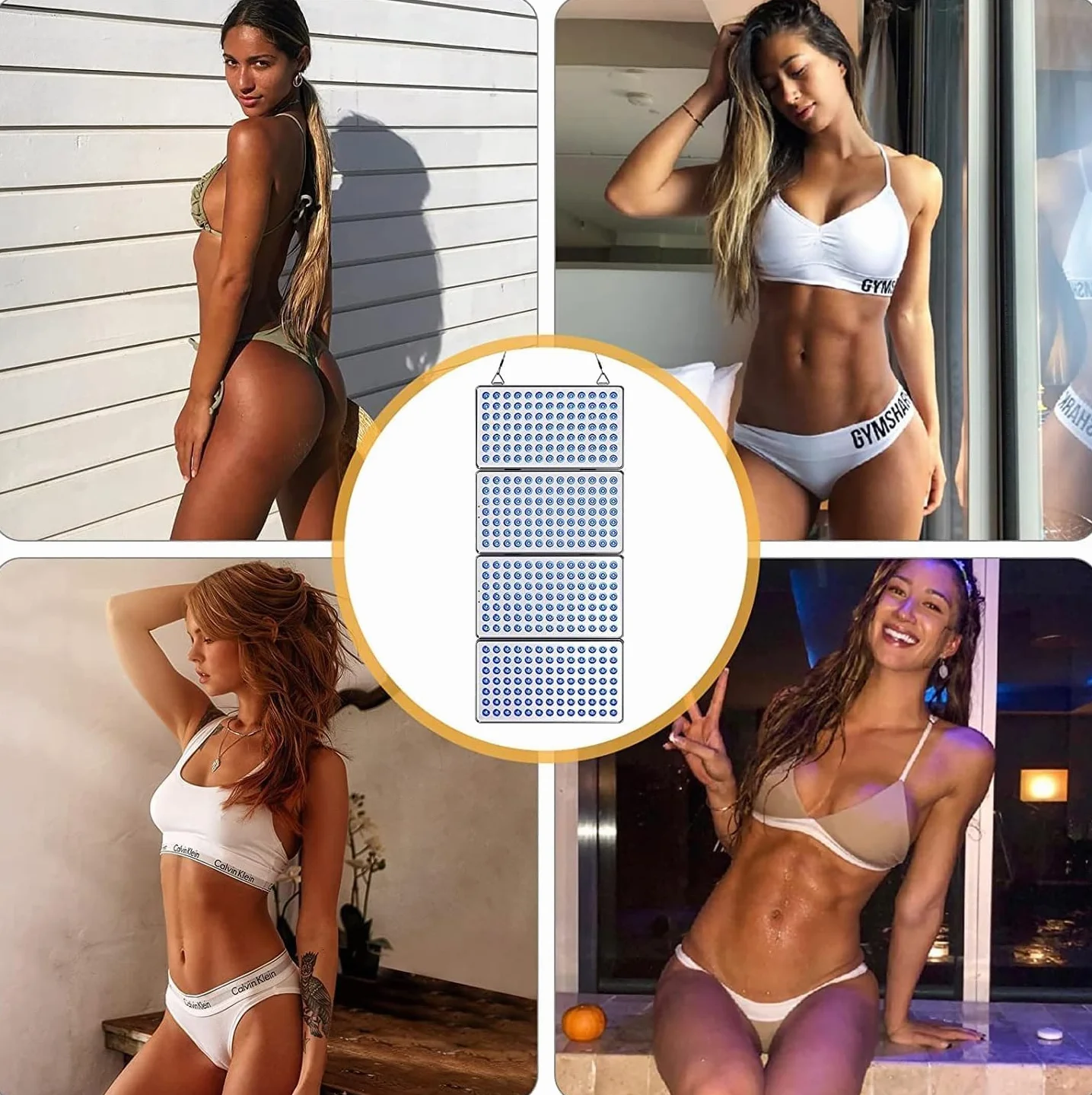Lámpara bronceadora Solarium 48W 364 LEDs para Cara y Cuerpo con Soporte y Gafas Plata