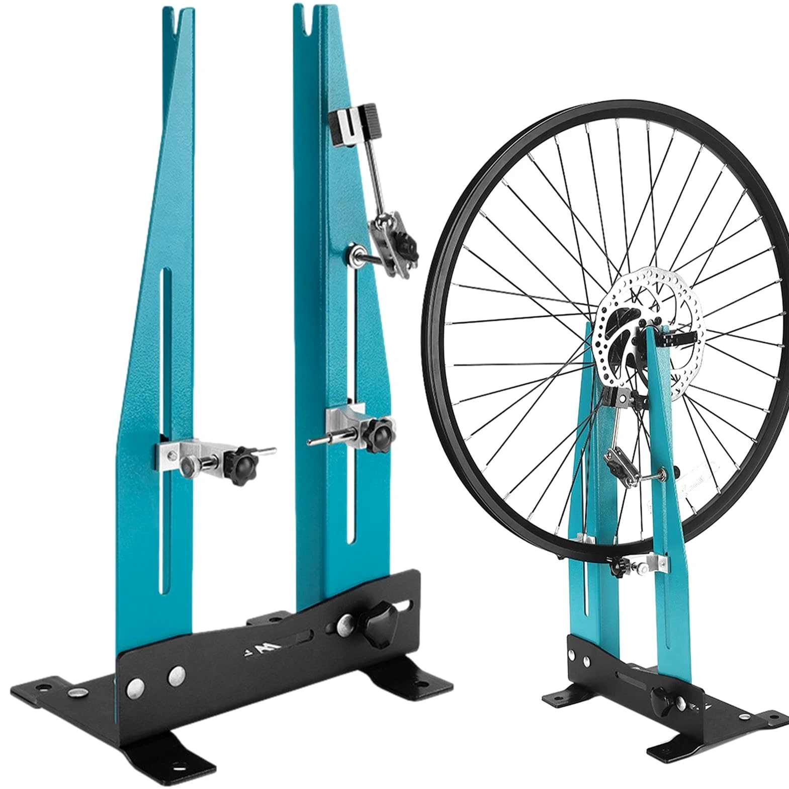 Soporte para rueda de bicicleta, mesa circular, herramienta de corrección de juego de ruedas, estación de reparación de alineación de ruedas ajustable con llaves de radio, base estable para