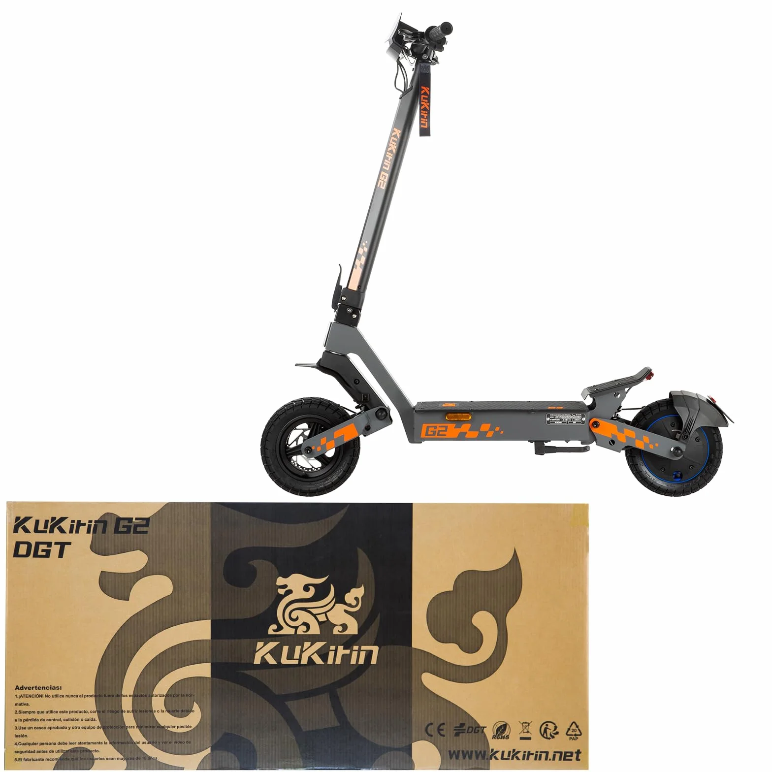 KUKIRIN G2 Patinete Eléctrico para Adultos, Elige Versión 800W o VMP 500W, Neumáticos Tubeless de 10 Pulgadas, Doble Suspensión, Frenos de Disco, Plegable
