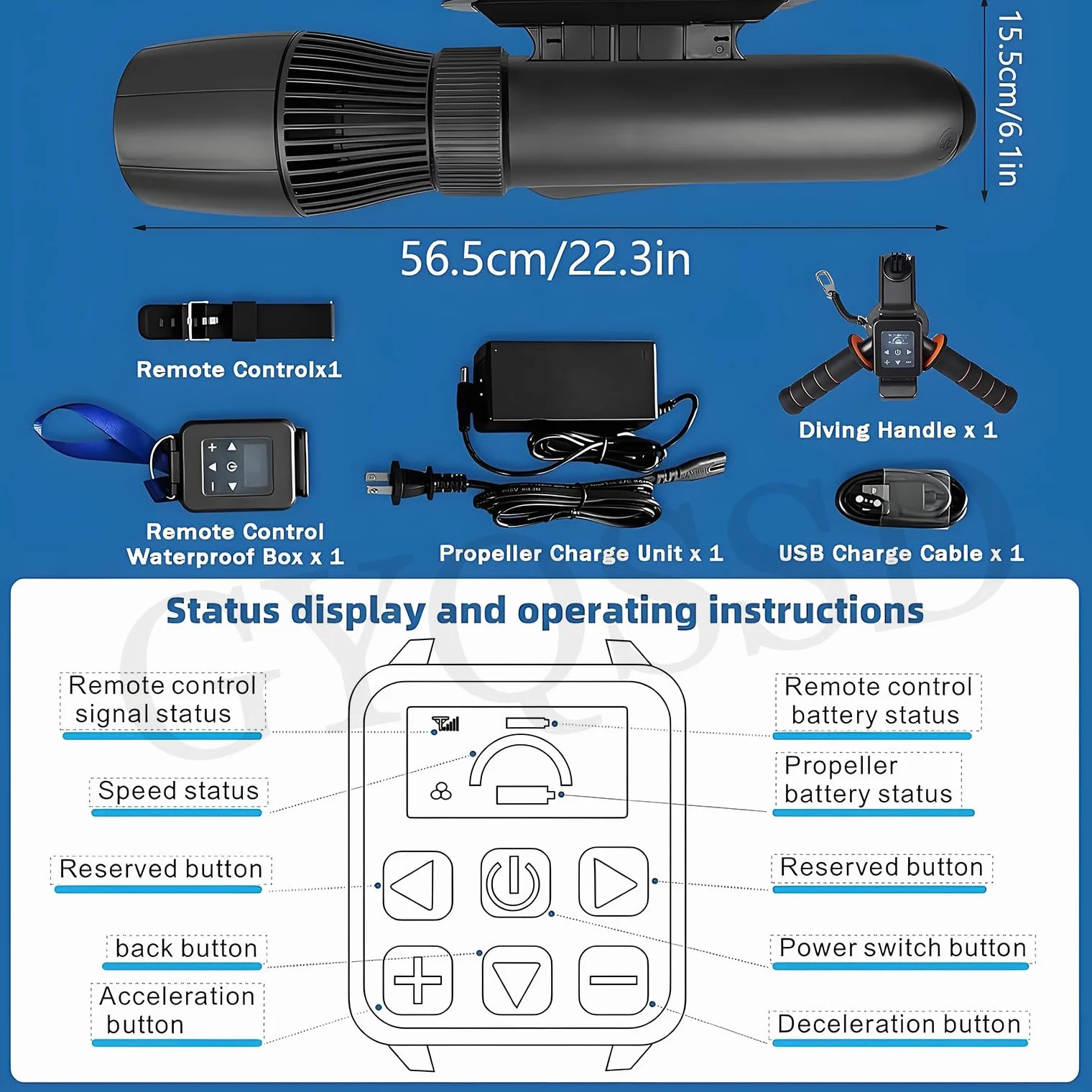 Scooter Submarino Eléctrico 500 W, 50 Minutos De Buceo, Potenciadores De Natación, Accesorios Para Tabla De Paddle Surf De 10 Km/H, Motor Para Tabla De Surf Eléctrica, Velocidad Ajustable,10000mAh
