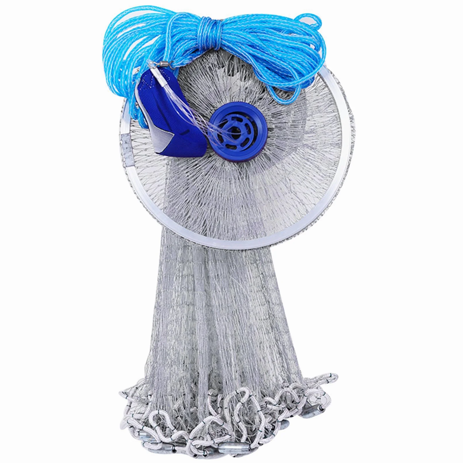 Red de Pesca de Lanzamiento Manual de 8 pies con Pesas, fundición Profesional de Nailon con Anillo de Aluminio, fundición de Pesca para Peces de Cebo de Agua Dulce y Salada