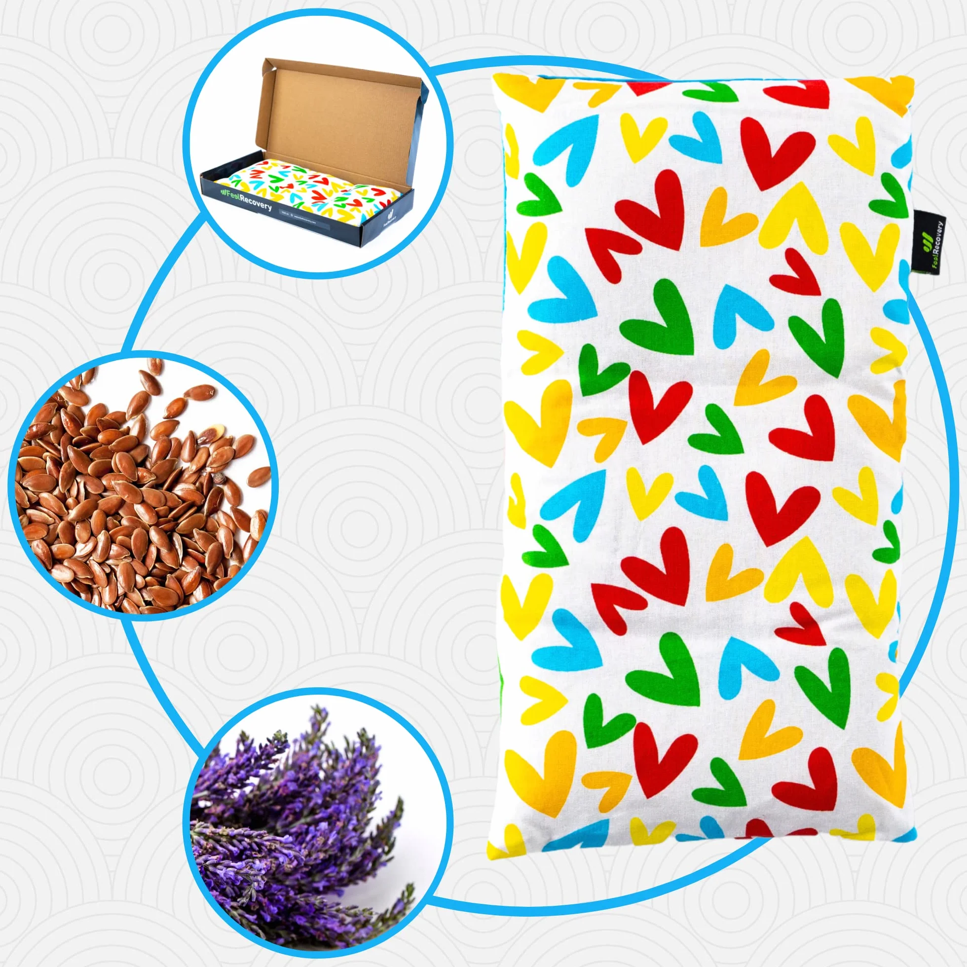 Saco Térmico de Semillas Multiusos - Almohada Calentable para Microondas 35x18 cm - Cojín Térmico con Funda Lavable - Algodón 100% y Lavanda
