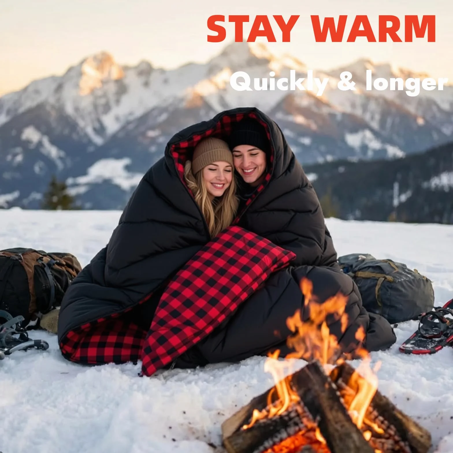 Sacos de Dormir Doble de algodón en Invierno, Saco de Dormir de Franela Grandes Impermeables y cálidos para 2 Personas, adecuados para Acampar al Aire Libre, Viajes en Autocaravana