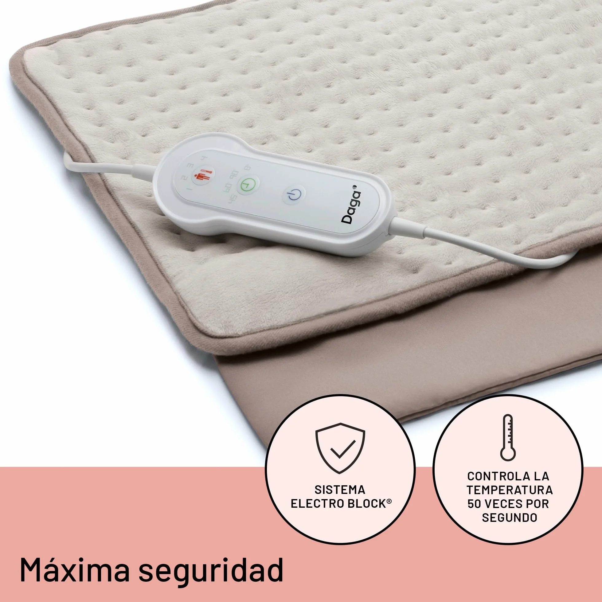 DAGA Almohadilla Térmica Confort Multi XL, Intellisense, 50 x 38 cm, 3 Programas, 4 Temperaturas