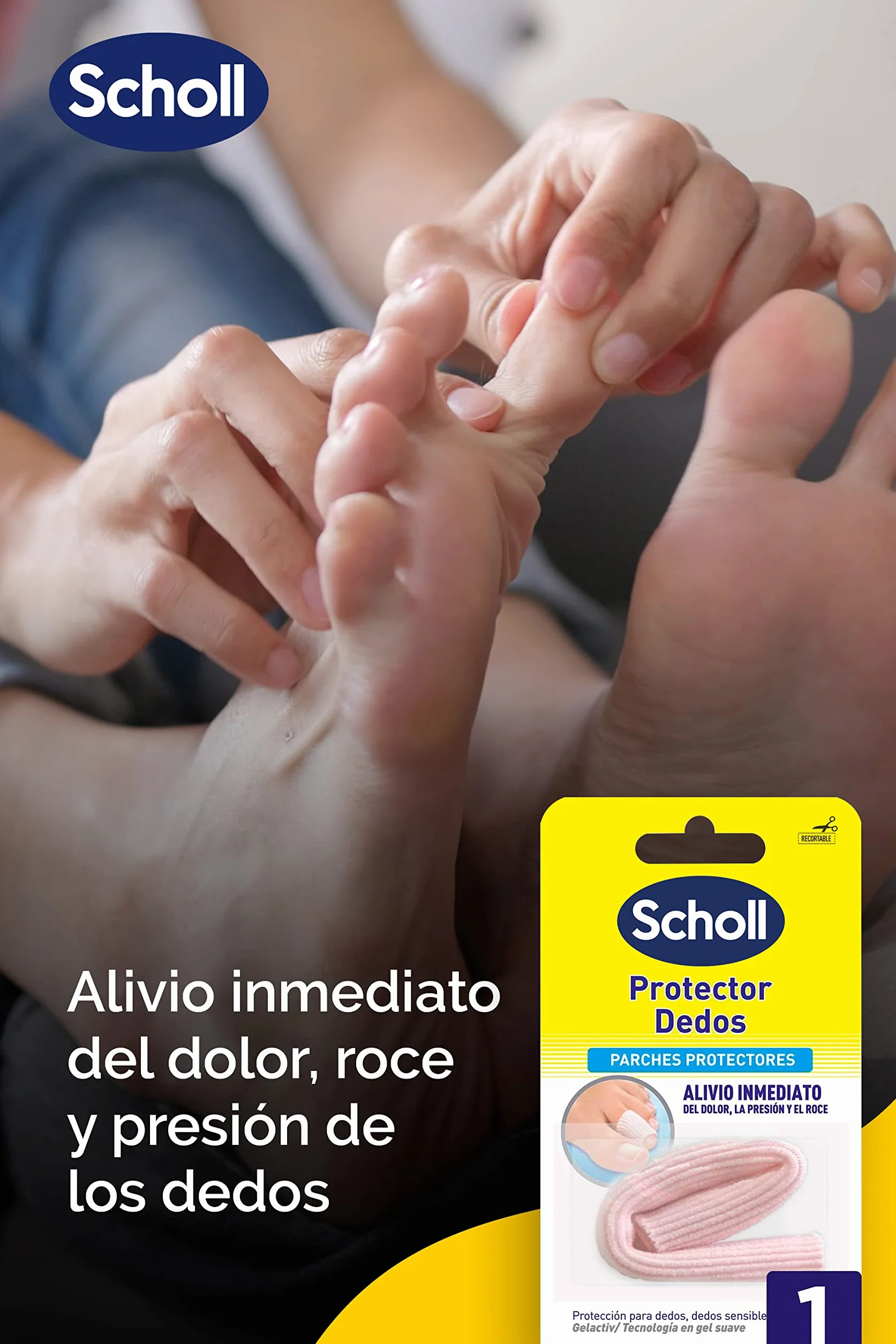 Scholl Tubo Protector para Dedos, Uñas y Callos, Alivio del Dolor, Negro