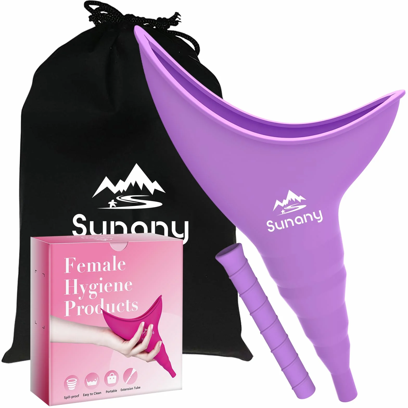 Sunany Embudo Reutilizable de Silicona para Orinal Femenino, Dispositivo de Micción Portátil para Mujer