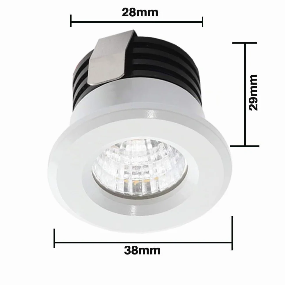 Mini focos LED empotrables 3 W blanco cálido con transformador