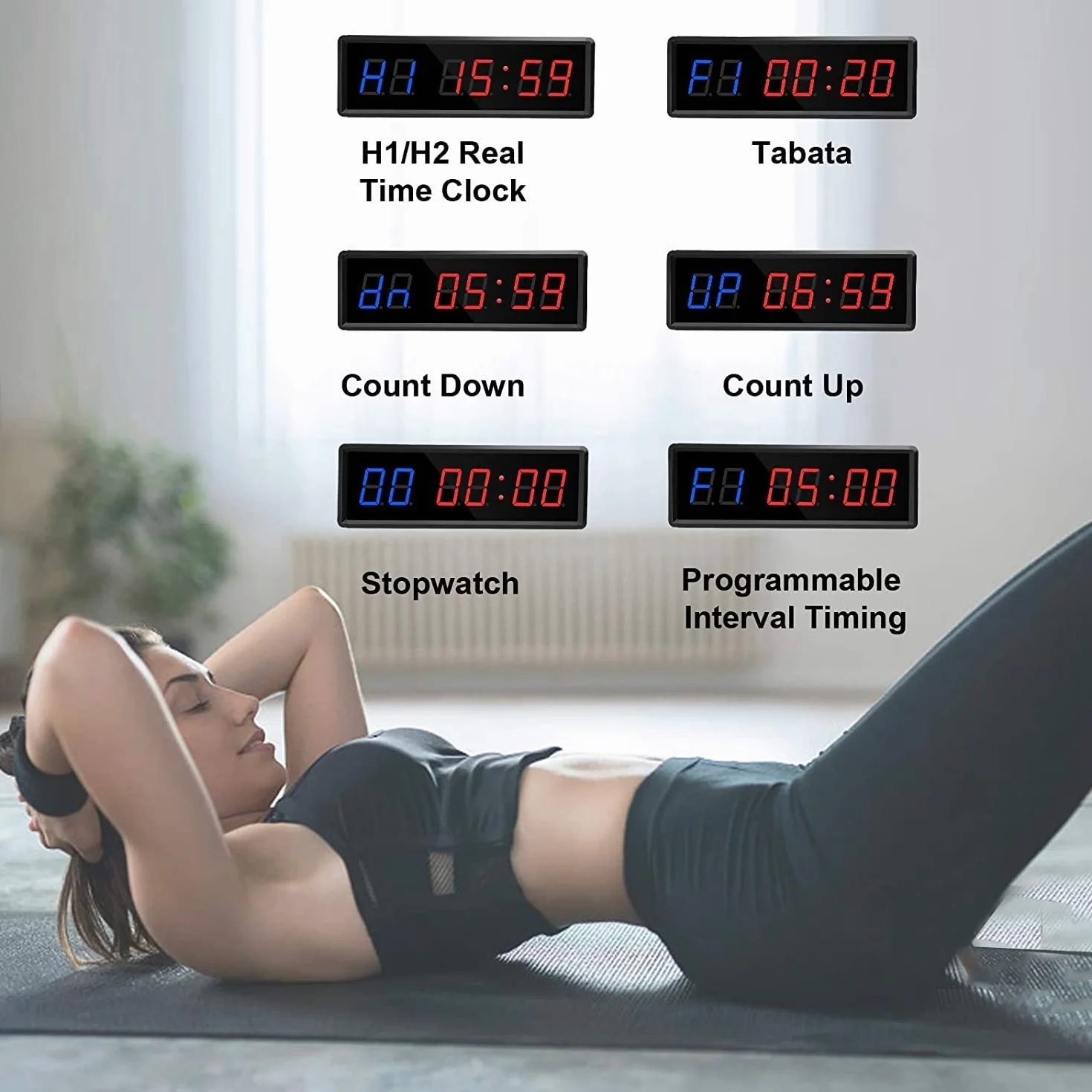 Temporizador de Gimnasio, Temporizador de Intervalo LED, Reloj de Pared con Cuenta Regresiva Digital, Reloj de 1,5 Pulgadas hacia Abajo/Arriba, CronóMetro para el Hogar