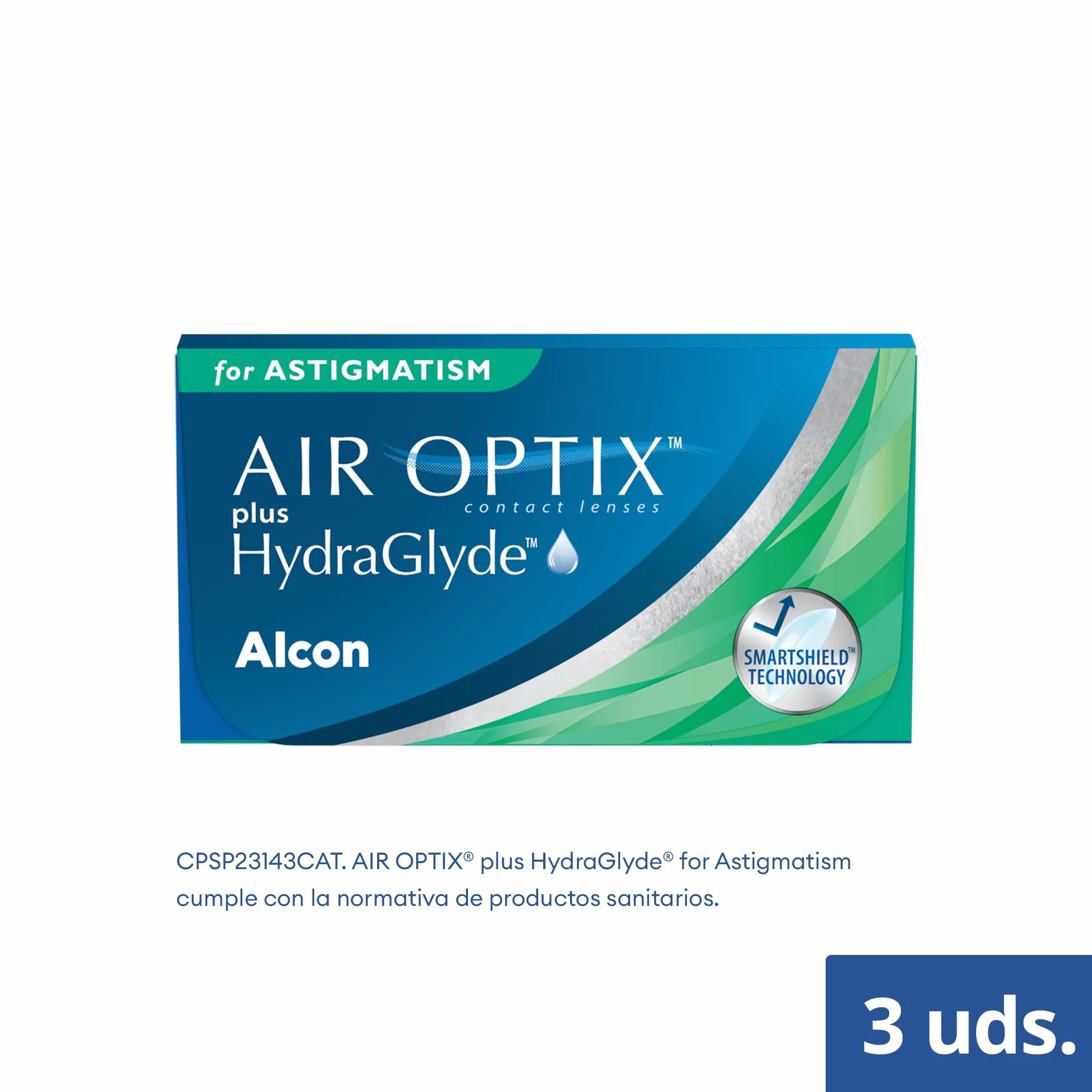 Air Optix plus HydraGlyde for Astigmatism Lentes de contacto tóricas reemplazo mensual Pack 3 R 8.7 mm D 14.5 mm cilindro -0.75 eje 120 -2.5 Diopt