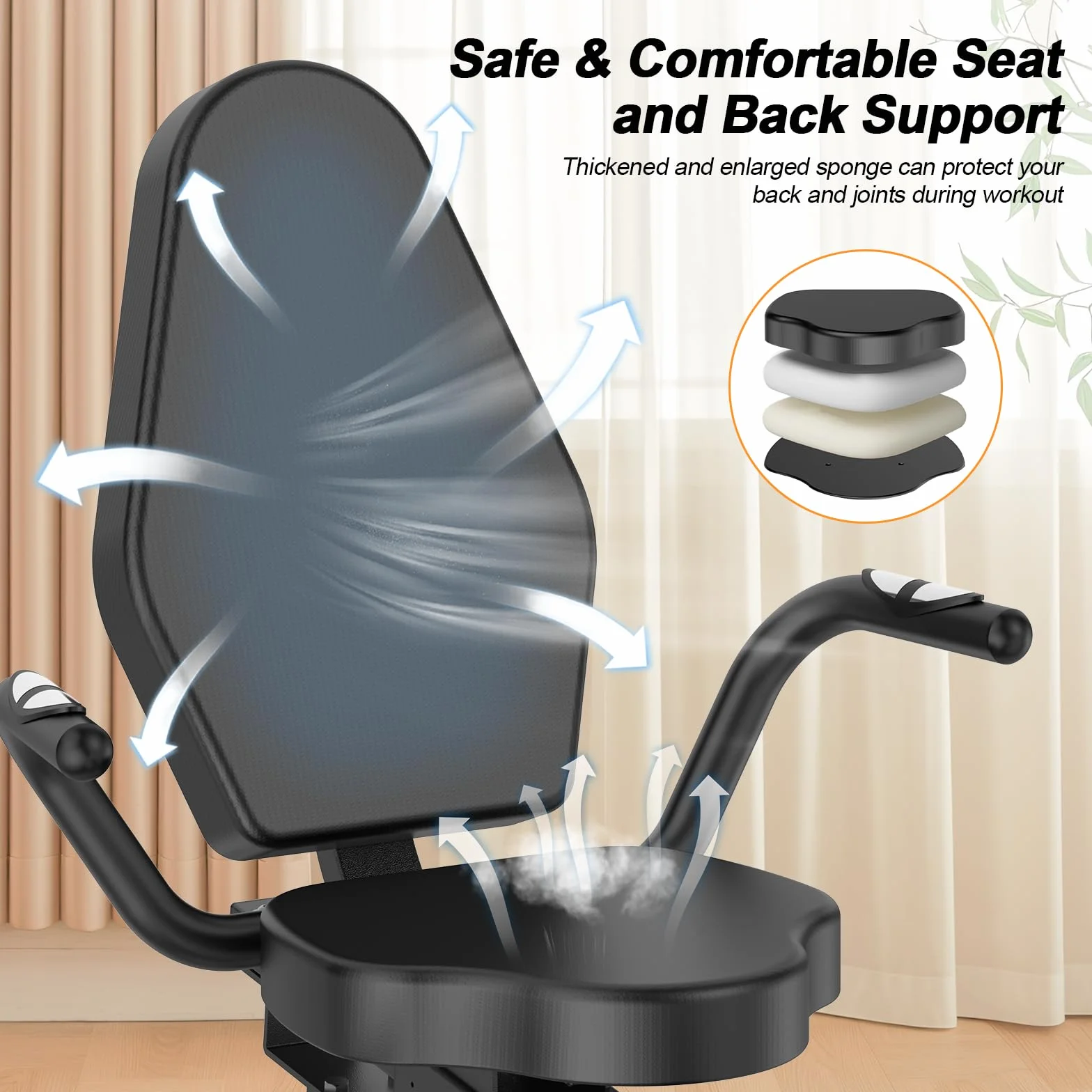 Dskeuzeew Bicicleta Estática con Respaldo para casa con 16 resistencia ajustables pantalla LCD y Bicicletas Estaticas Rehabilitacion indoor,Bici estatica profesional Recuperación Bicicleta Max180 kg