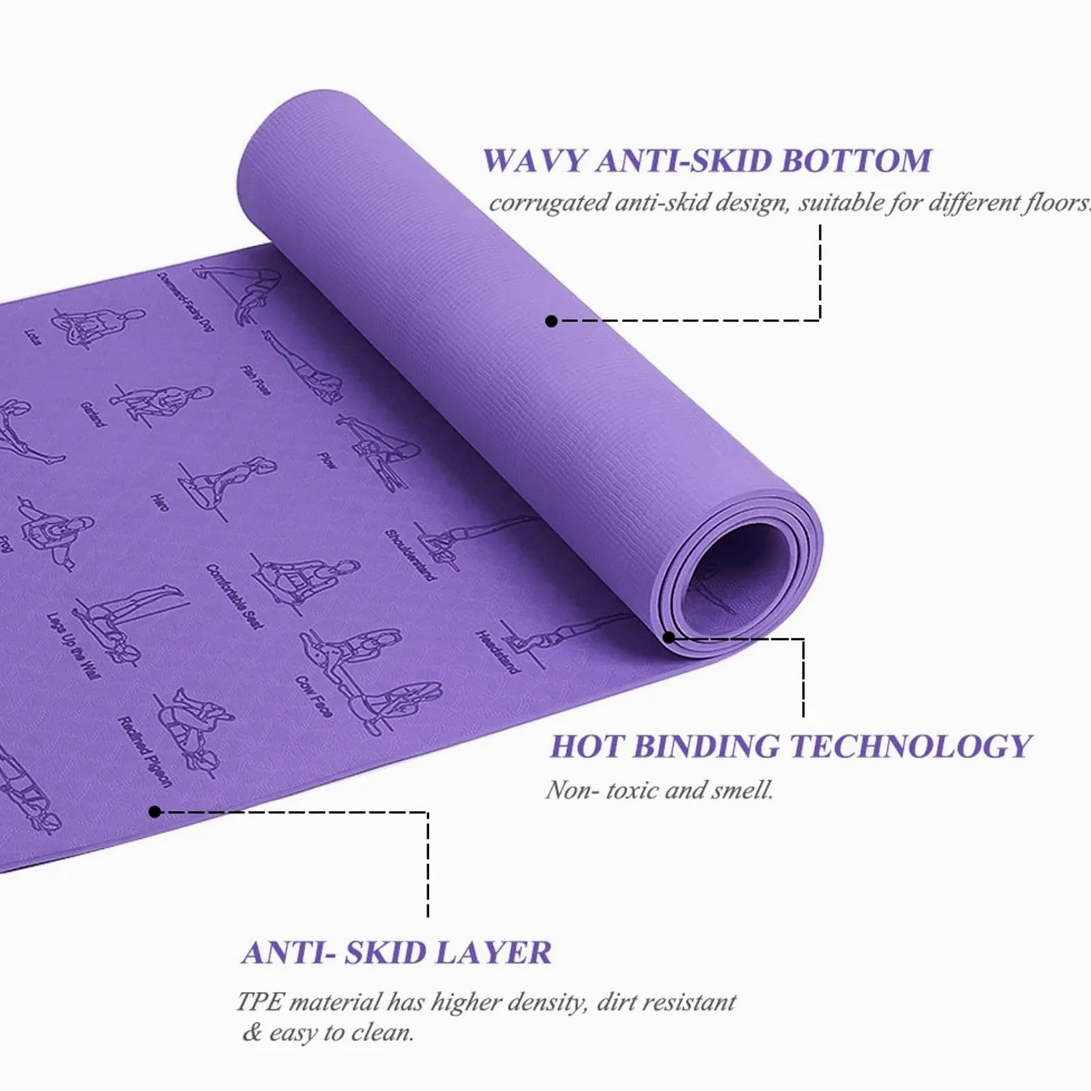 Esterilla de yoga 183cm*61 * 0,6 Tpe Fitness for hombres y mujeres ejercicio antideslizante 1 Uds