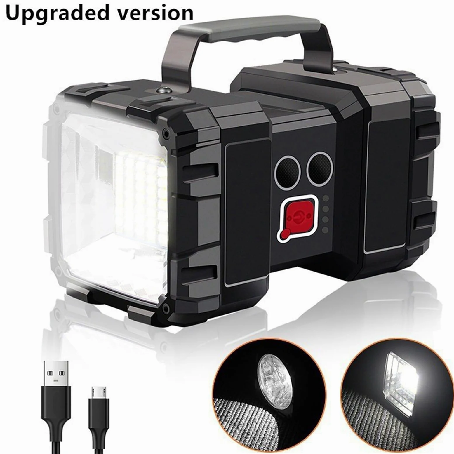 Linterna de Camping LED, Antorcha Recargable, Luz de Camping Linterna multifunción de 4800 mAh, Linterna LED Linterna de Mano Potente a Prueba de Agua, para Acampar, Uso en el Trabajo en casa black