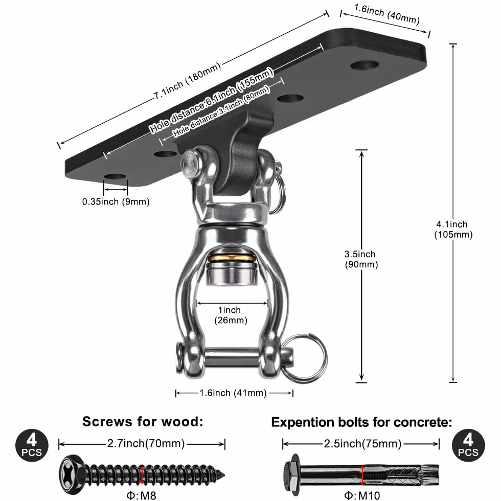 Kipika - Soporte para bolsa pesada de montaje en pared, colgador giratorio para saco de boxeo de alta resistencia para gimnasio en casa al interior, longitud ajustable para saco de kickboxing, saco