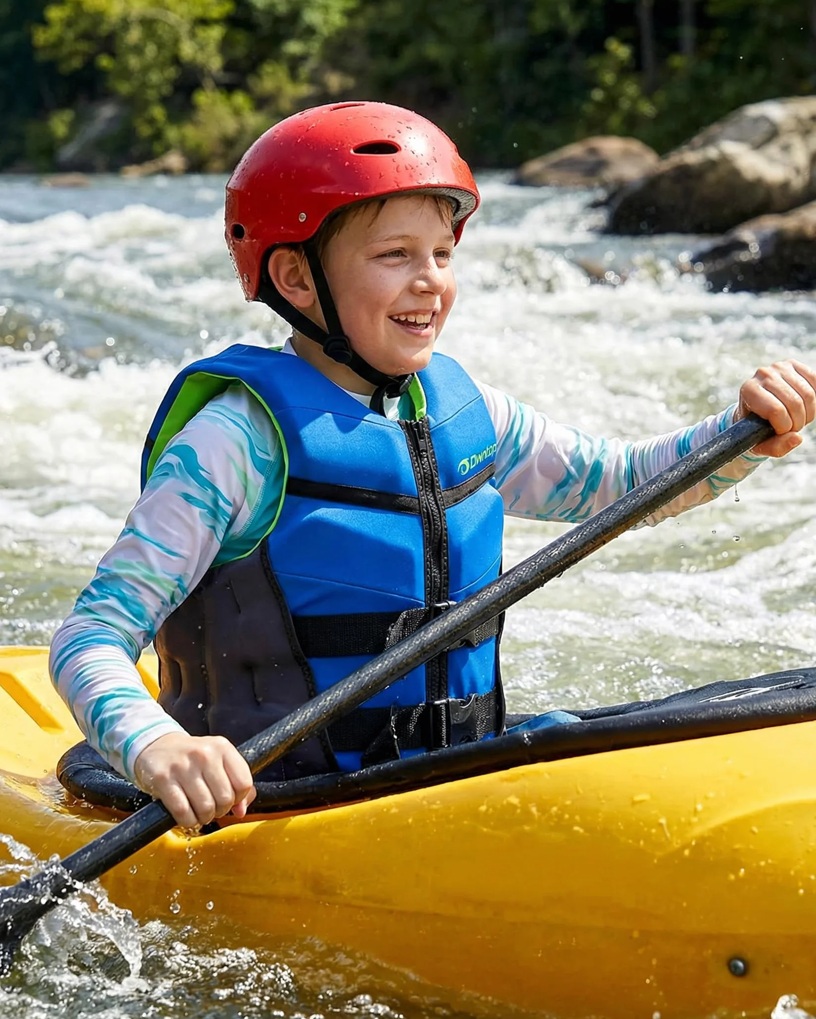 Owntop Chaleco de Natación para Jóvenes y Niños, Chaleco de Flotabilidad de Neopreno Ligero, Chaleco Flotante con Dobles Correas de Seguridad Ajustables para Natación, Kayak y Pesca