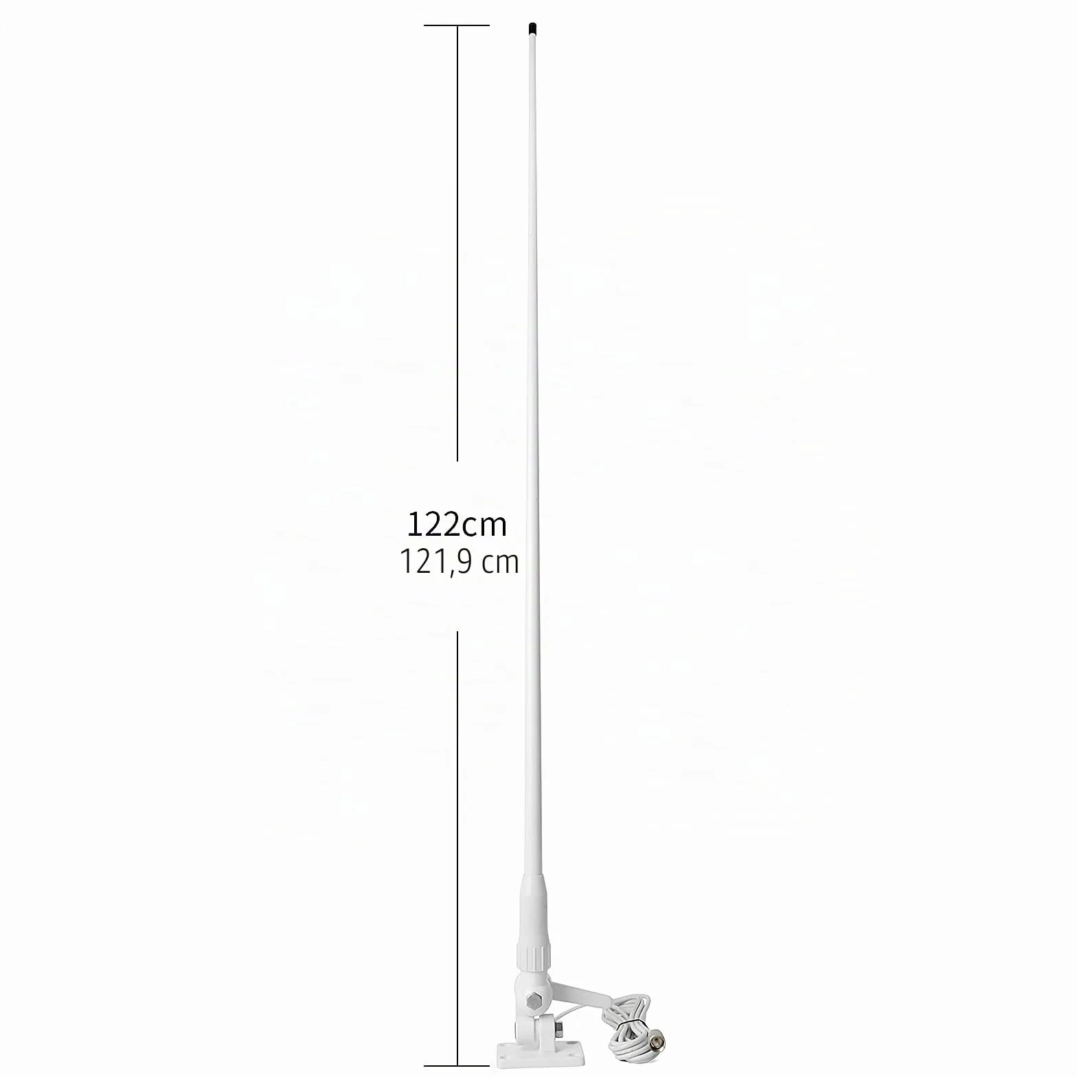 HYS Antena de Fibra de Vidrio Marina VHF 1,1 m/43,7 Pulgadas de Ganancia Antena 7 Metros alimentador coaxial con Conector PL-259, Adecuado para Yates, cruceros, automóviles, Camiones