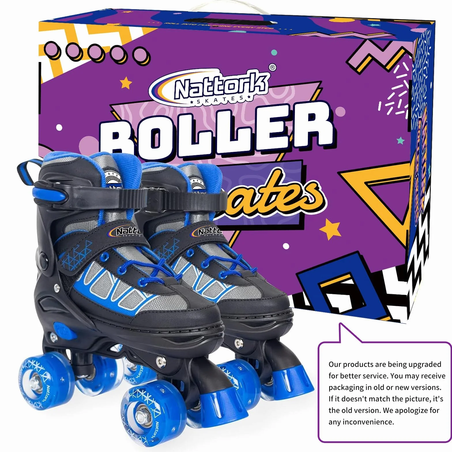 Nattork Patines ajustables para niños 4 tamaños exteriores interiores