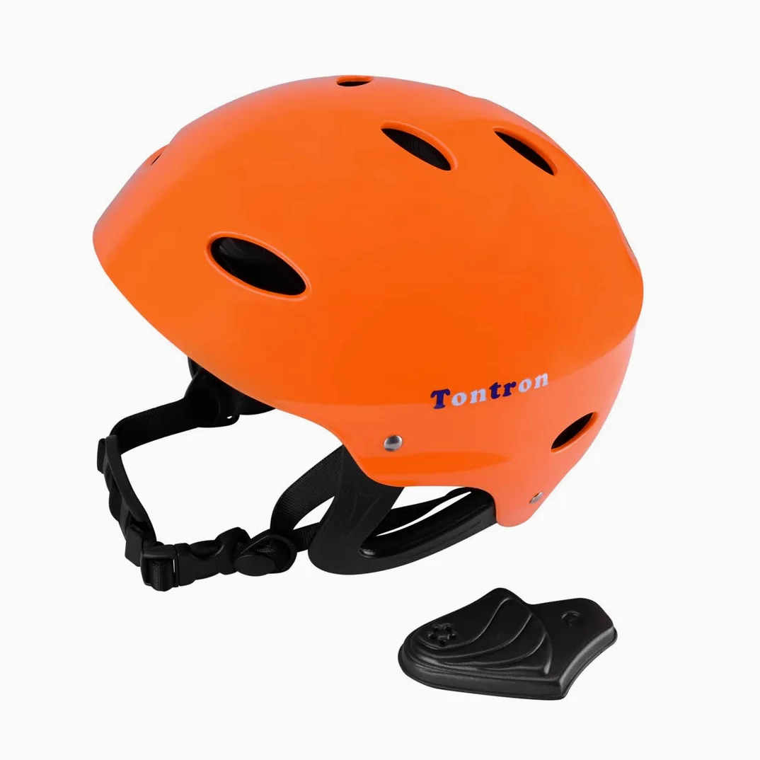 Tontron Wakeboard Kayak Kitesurf Casco de deportes acuáticos (Glossy Orange, M)