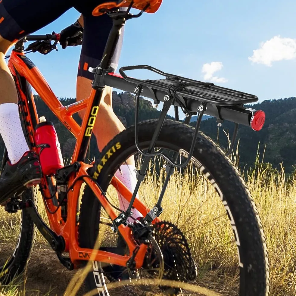 Estante trasero ajustable para bicicleta, asiento de bicicleta de aleación de aluminio, estante de equipaje, soporte trasero universal para bicicleta de montaña, equipo de ciclismo con accesorio para
