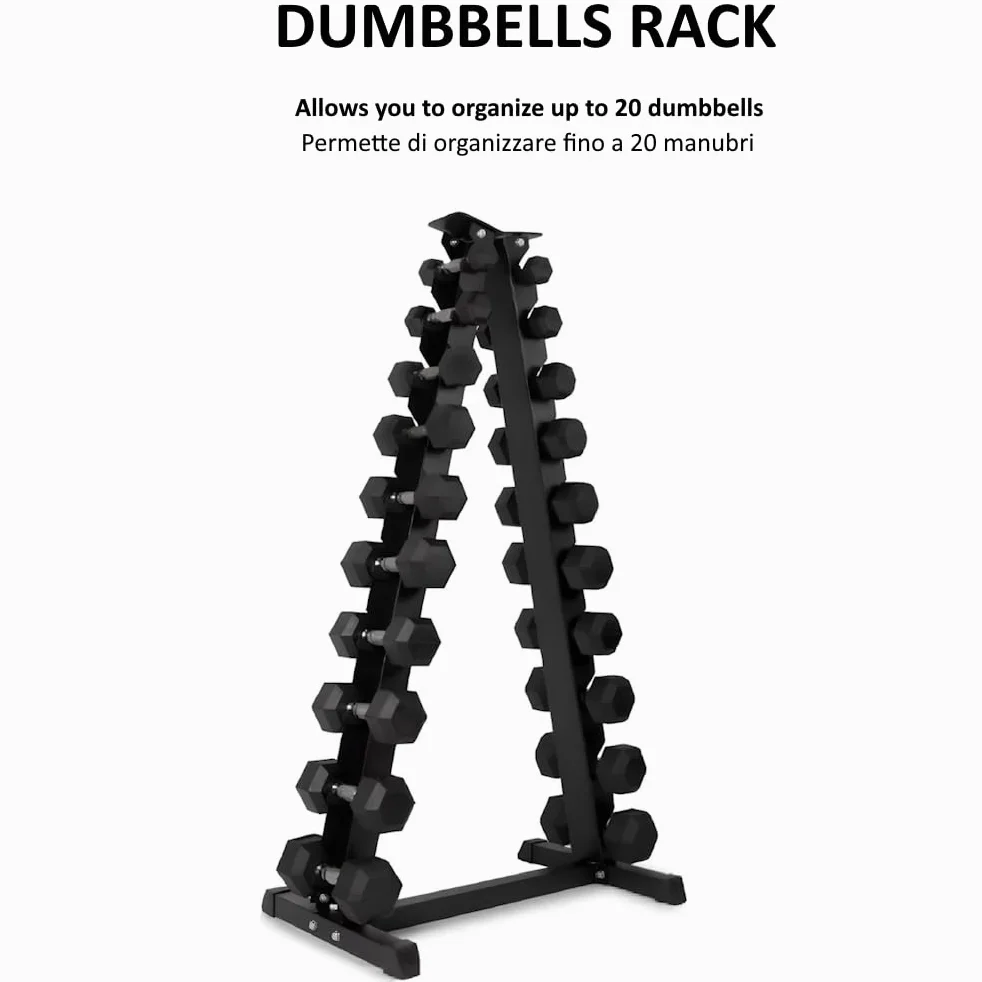 Soporte para mancuernas con forma de pirámide, para gimnasio, de acero, para ahorrar espacio, rack vertical robusto para el gimnasio