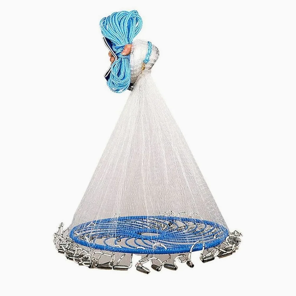Disco Mano Lanzar Red De Pesca Manual Trituradora Red Cebo Exterior Trampa Red De Peces Múltiples Tamaños
