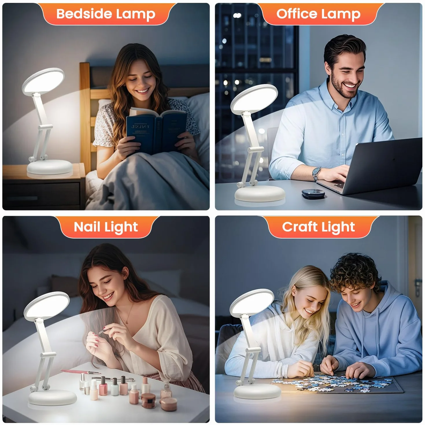 One Fire Lampara Escritorio LED Portatil Plegable 3600mAh 10 Brillo 1000 LM Luz Lectura