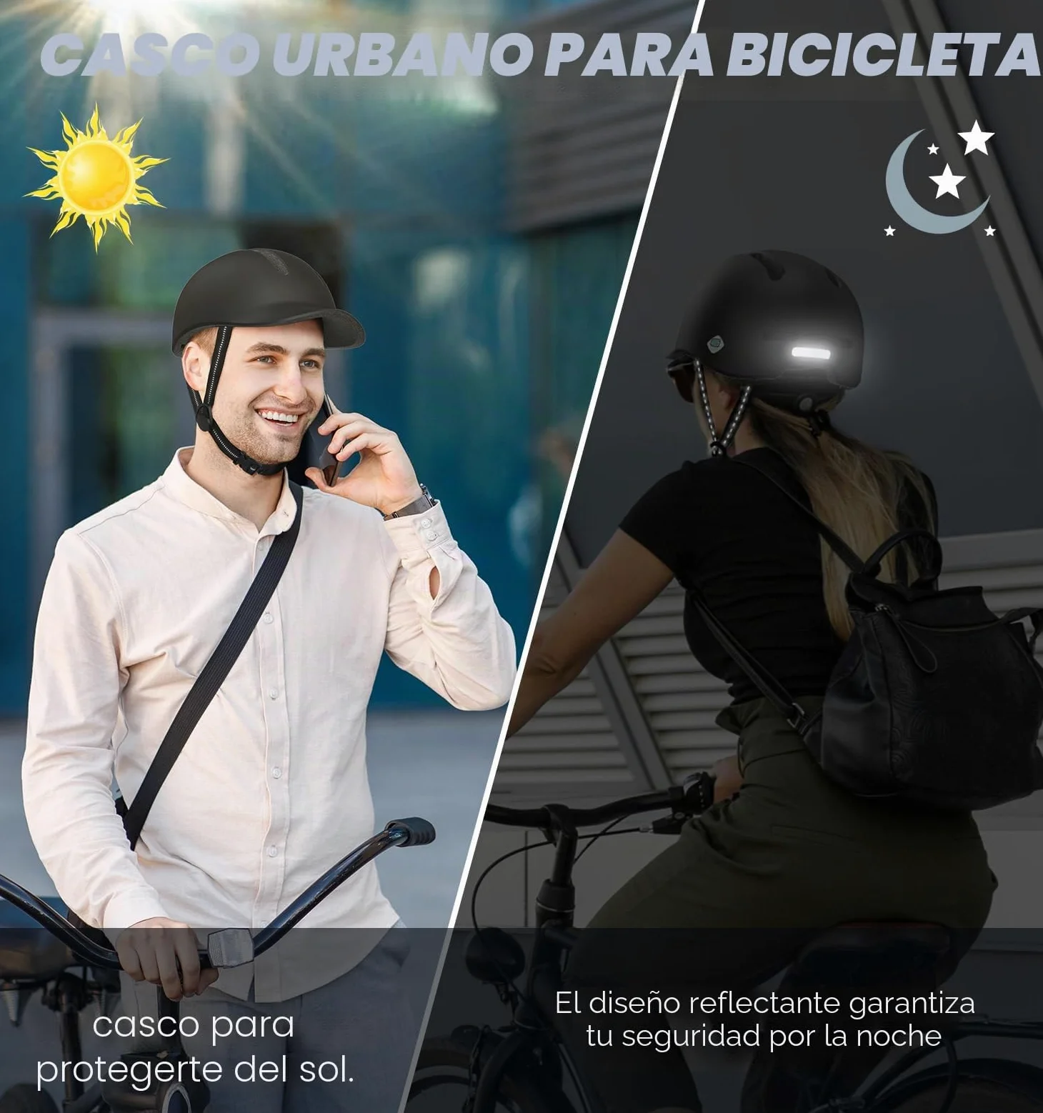 KINGLEAD Casco de Bicicleta, Casco Urbano Commuter, Elegante Casco de Bicicleta para Hombre y Mujer, para Ciclismo, Trekking, Ciudad, Scooter, Casco Ajustable