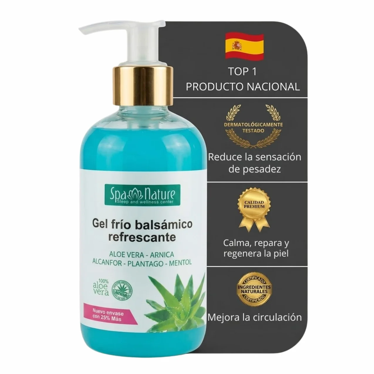 Crema Gel Frío Piernas Cansadas con Aloe Vera 250ml - Efecto Calmante, Hidratante, Antiinflamatorio, Absorción Rápida, Vegano