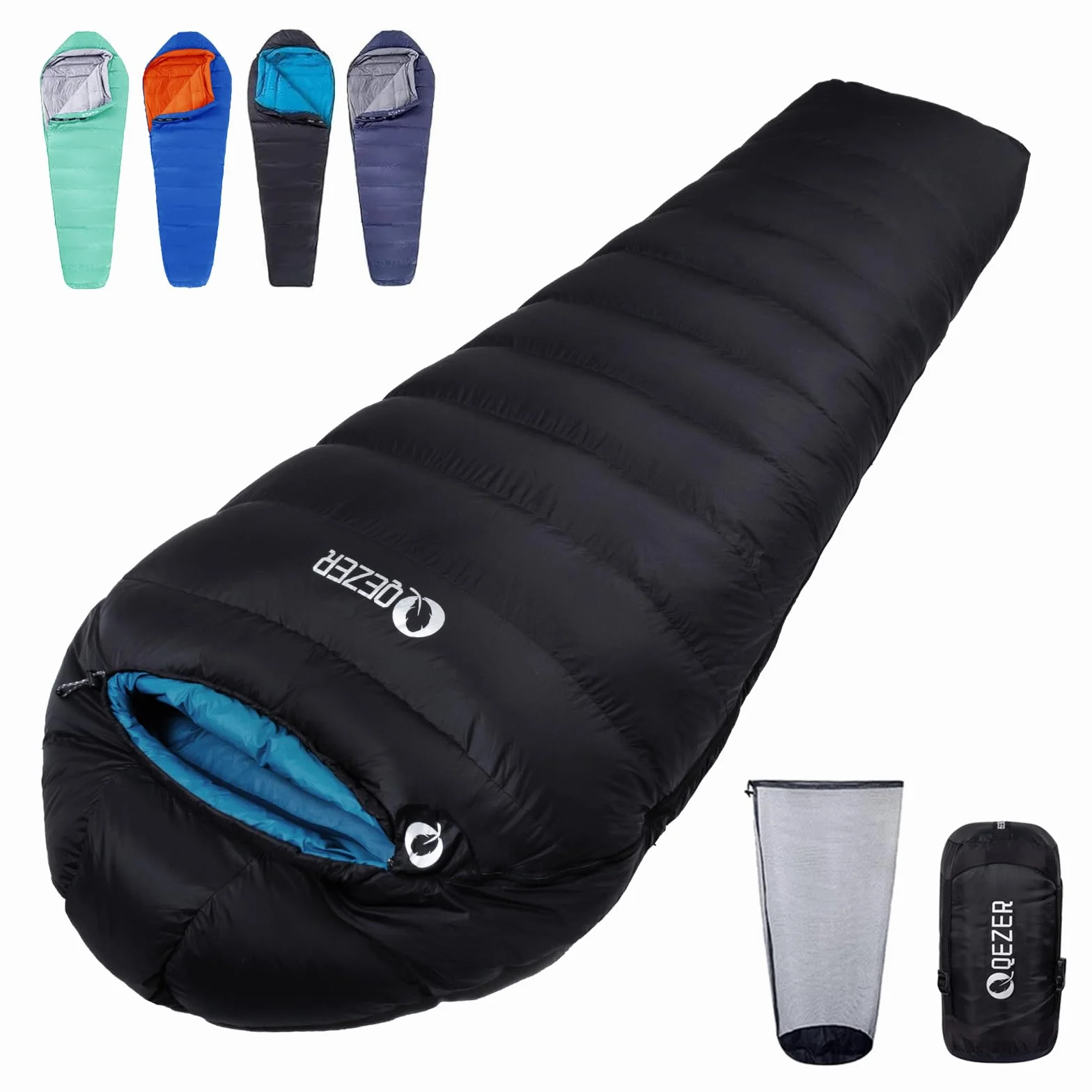 [Plumón] Saco de Dormir 0 Grados [-28℃~8℃] Saco de Dormir de Invierno 1kg/1.5kg Relleno de plumón - Adultos y niños-Sleeping Bag para Camping, Senderismo y Acampada